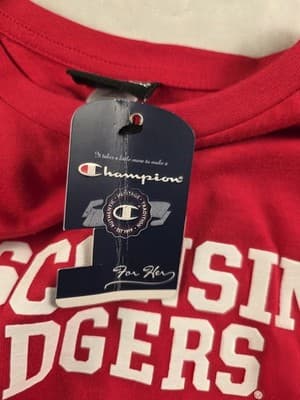 NWT Champion Wisconsin Badgers Men's Large Red Short Sleeve T-Shirt - Thumbnail 6