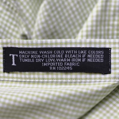 Talbots Men's Size 17-43 Green/ White Gingham Long Sleeve Button Up Shirt - Thumbnail 4