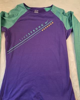 Nike Medium Purple & Green Pro Hyperwarm Livestrong Long Sleeve Shirt - Image 1
