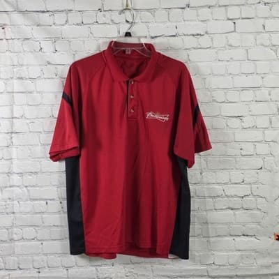 Budweiser Men's XL Red & Black Short Sleeve Polo Shirt - Image 1