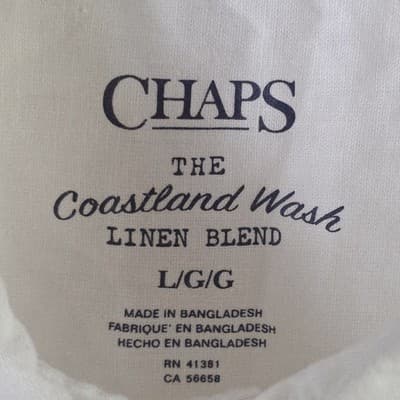 Chaps Coastland Wash Men's Large White Linen Short Sleeve Shirt - Thumbnail 3