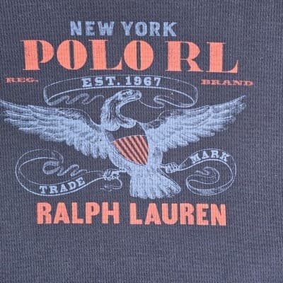 Polo Ralph Lauren Men's Large Navy Blue Eagle Logo Waffle Knit Long Sleeve Shirt - Thumbnail 4