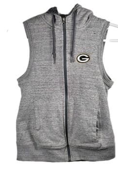Green Bay Packers Antiqua Women's Small Gray Fleece Full Zip Vest - Image 1