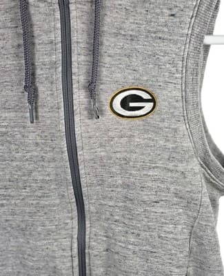Green Bay Packers Antiqua Women's Small Gray Fleece Full Zip Vest - Thumbnail 2
