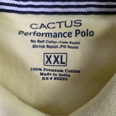 NWT Cactus Men's XXL Yellow Short Sleeve Polo Shirt - Thumbnail 3