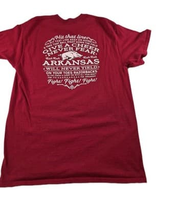 University Of Arkansas Mens Medium Red Short Sleeve T-Shirt - Thumbnail 5