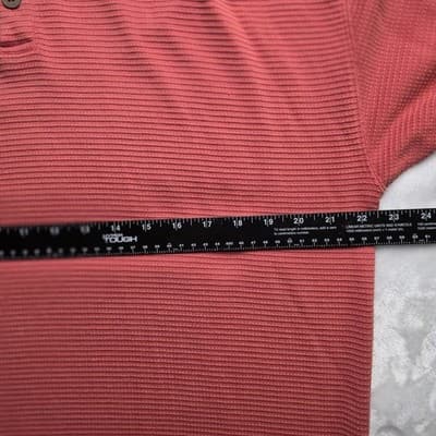 Tommy Bahama Men's Large Coral Pink Silk & Cotton Blend Short Sleeve Polo Shirt - Thumbnail 7