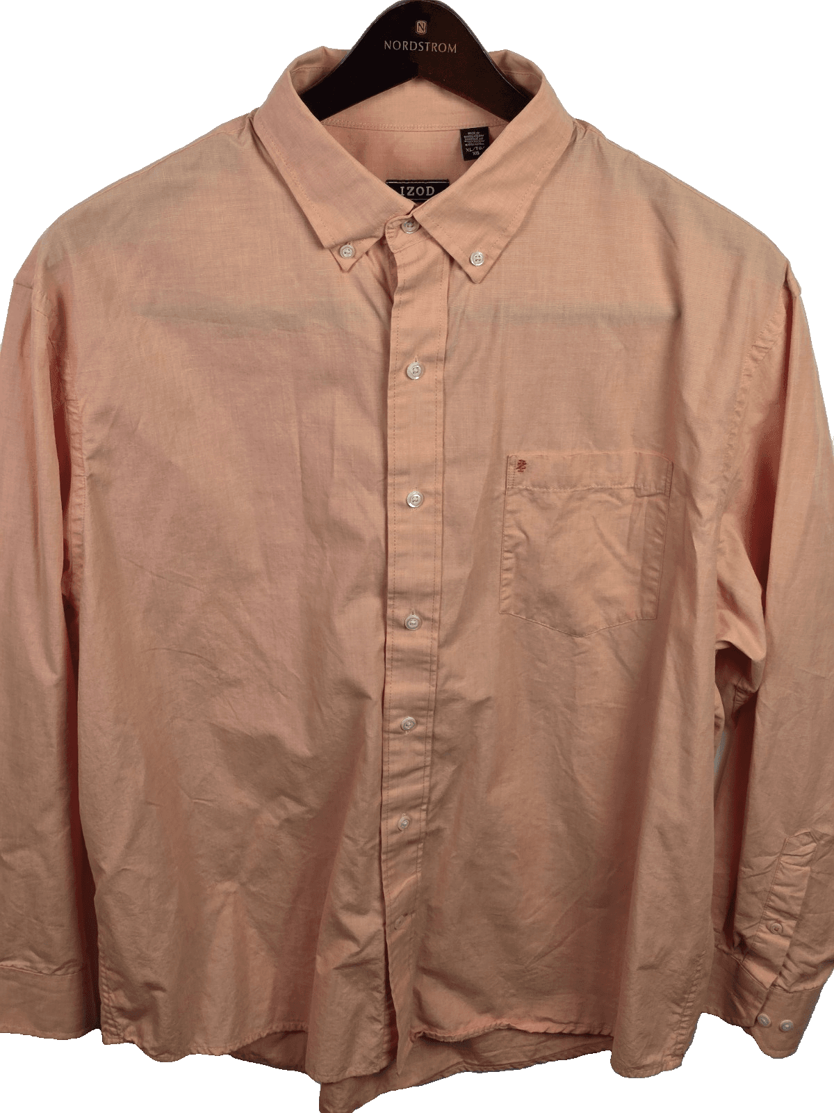 Izod Men's XL Peach Long Sleeve Button Up Shirt - Image 1