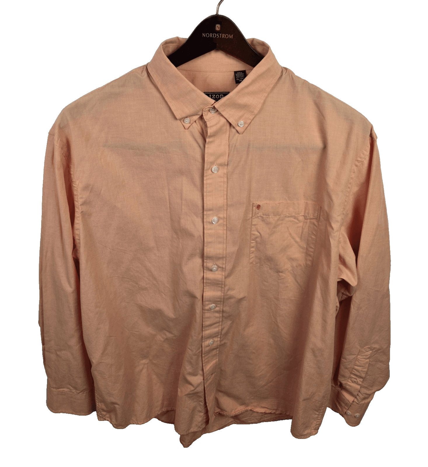 Izod Men's XL Peach Long Sleeve Button Up Shirt - Thumbnail 5