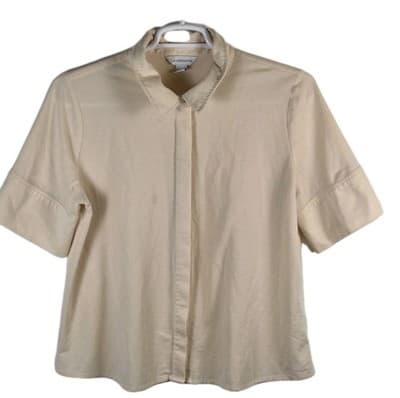 Liz Claiborne Women's Large Light Orange 3/4 Sleeve Button Up Shirt - Thumbnail 2