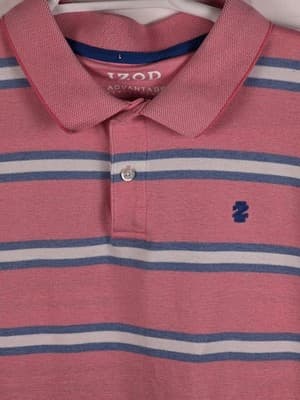 IZOD Mens XL Pink Advantage Performance Short Sleeve Polo Shirt - Thumbnail 2