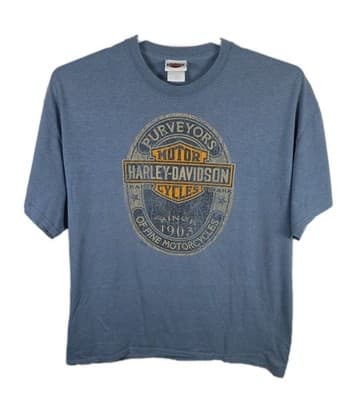 Vintage Harley Davidson Men's XL Blue Short Sleeve T-Shirt - Image 1