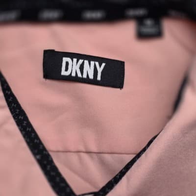 Vintage DKNY Women's Peach Medium Short Sleeve Shirt - Thumbnail 3