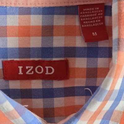 Izod Men’s Medium Mutilcolored Check Long Sleeve Button Down Shirt - Thumbnail 3