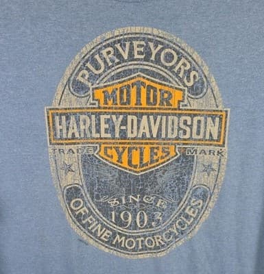 Vintage Harley Davidson Men's XL Blue Short Sleeve T-Shirt - Thumbnail 3