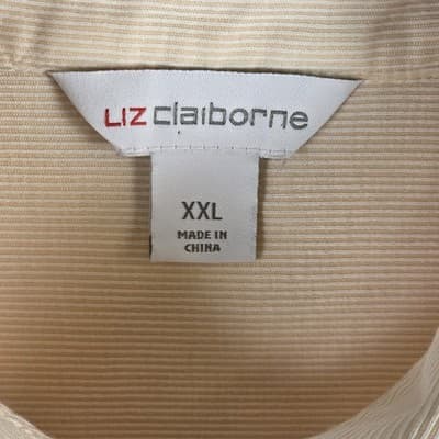 Liz Claiborne Women's Large Light Orange 3/4 Sleeve Button Up Shirt - Thumbnail 3