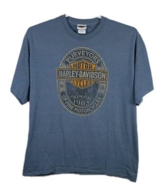 Vintage Harley Davidson Men's XL Blue Short Sleeve T-Shirt - Thumbnail 2