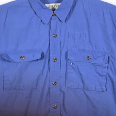 Orvis Men's Large Blue Vented Long Sleeve Button Up Fishing Shirt - Thumbnail 2