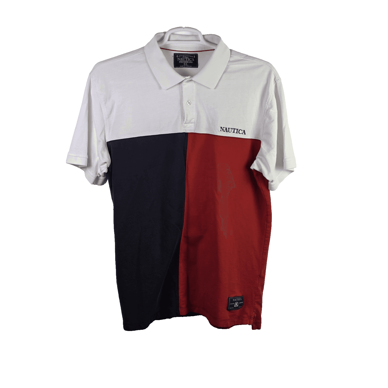 Vtg Nautica Sailing Club Men's XL Red, White & Blue Color Embroidered Polo Shirt - Image 1