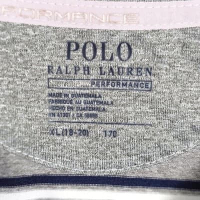 Polo Ralph Lauren Youth XL (18-20) Grey Preformance Stripped Short Sleeve Shirt - Thumbnail 3