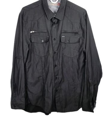 Sovereign Code Men's Large Black Long Sleeve Casual Button Up Shirt - Image 1