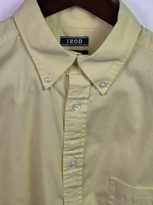 IZOD Oxford Men's Size 16-16.1/2 - 32/33 Large Yellow Long Sleeve Shirt - Thumbnail 3