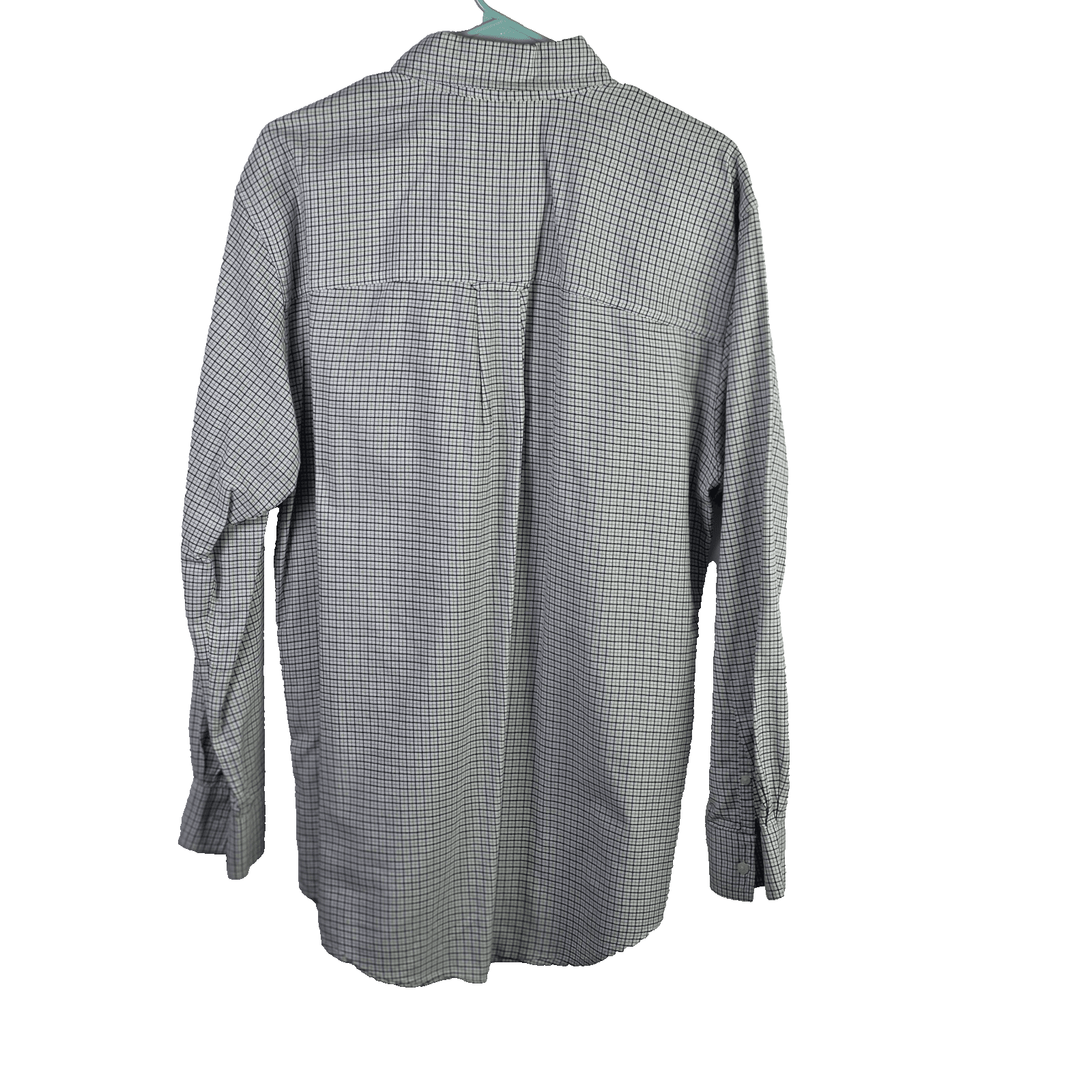 Chaps Men's Medium Stretch Oxford Blue And Green Check Long Sleeve Button Down - Thumbnail 8