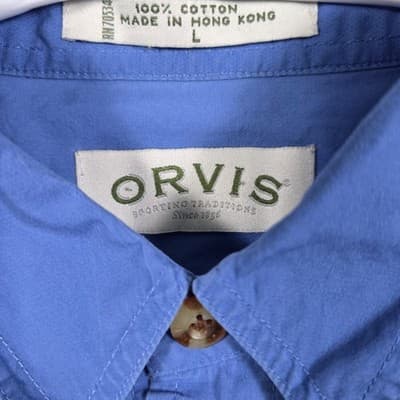 Orvis Men's Large Blue Vented Long Sleeve Button Up Fishing Shirt - Thumbnail 5