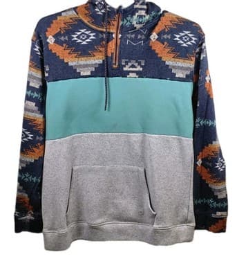 Depart West Men’s XL Multicolored Aztec Long Sleeve Hoodie - Thumbnail 2