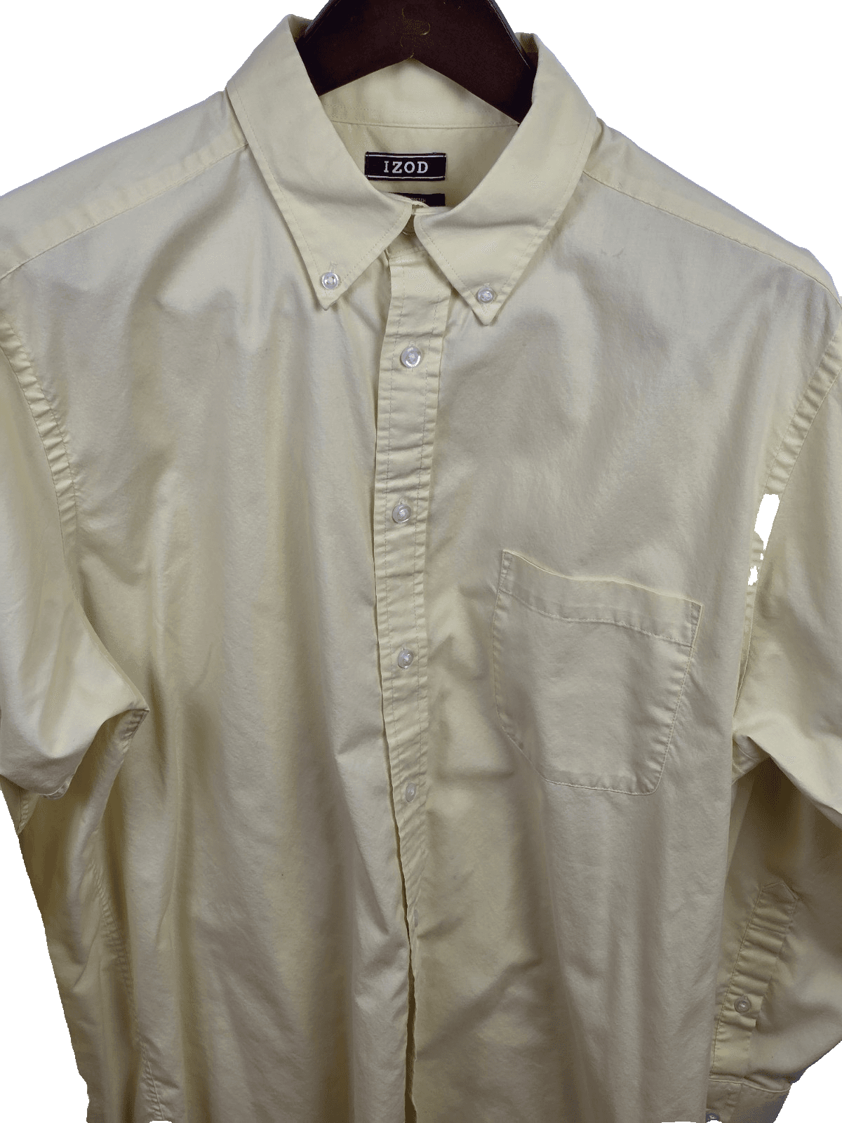 IZOD Oxford Men's Size 16-16.1/2 - 32/33 Large Yellow Long Sleeve Shirt - Thumbnail 2