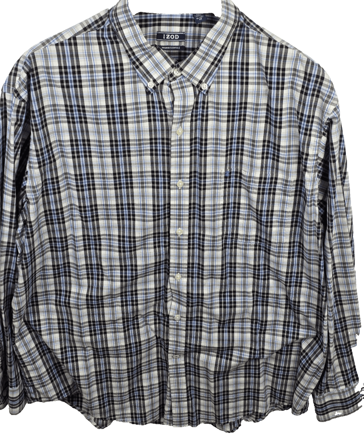 IZOD Men's XL Large Blue Multicolored Plaid Long Sleeve Button Up Shirt - Image 1