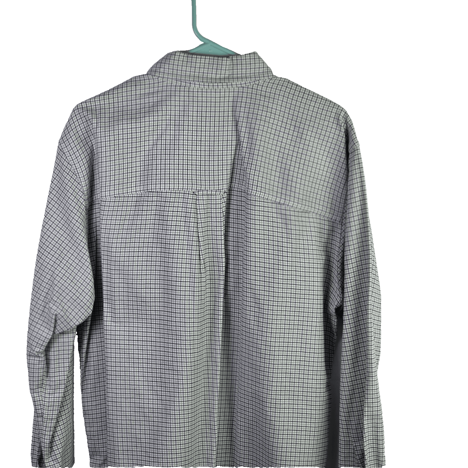Chaps Men's Medium Stretch Oxford Blue And Green Check Long Sleeve Button Down - Thumbnail 9
