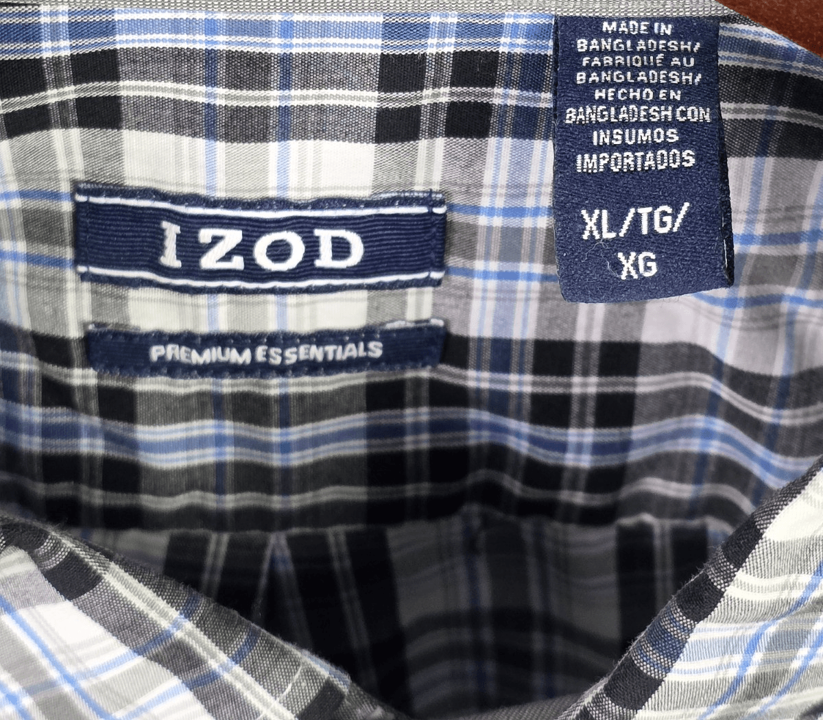 IZOD Men's XL Large Blue Multicolored Plaid Long Sleeve Button Up Shirt - Thumbnail 4