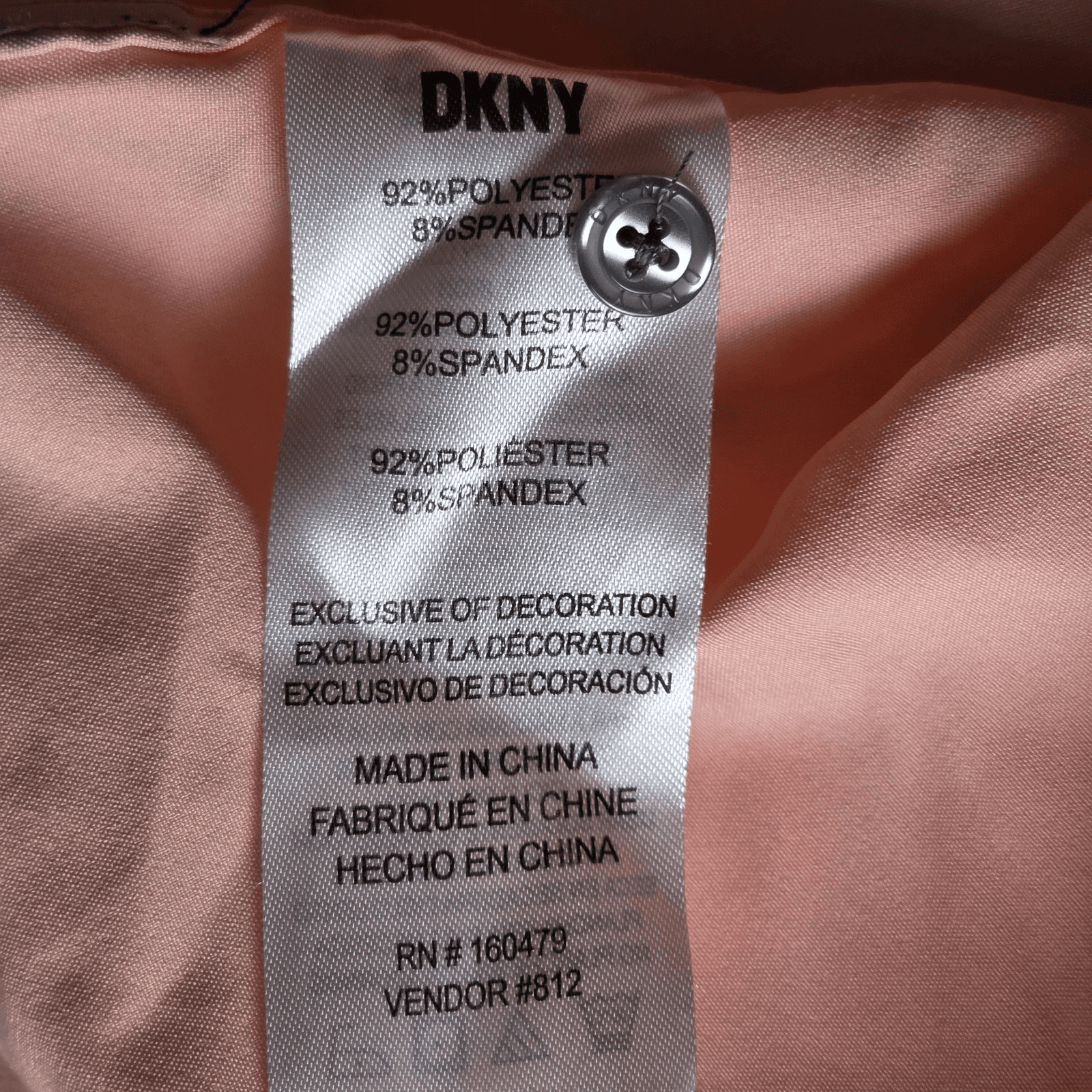 Vintage DKNY Women's Peach Medium Short Sleeve Shirt - Thumbnail 7