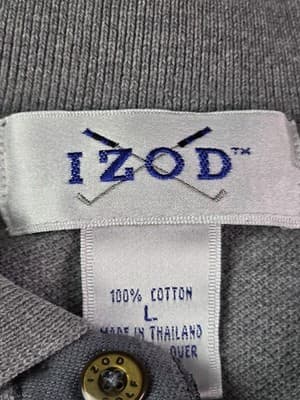 Izod Mens Large Gray Short Sleeve Polo Shirt - Thumbnail 3