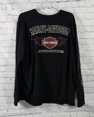 Vtg Harley Davidson Men's XL Black S/S Long Sleeve Shirt - Thumbnail 9