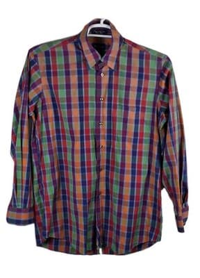 Paul Frederick Sport Men's Medium Plaid Long Sleeve Button Up Shirt - Image 1