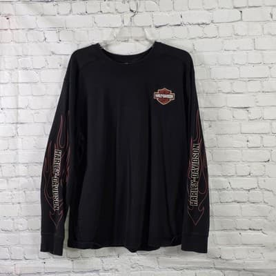 Vtg Harley Davidson Men's XL Black S/S Long Sleeve Shirt - Image 1