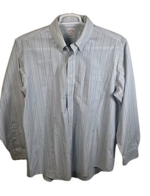 Brooks Brothers 346 Men's 16 1/2-4/5 Cotton Blue Long Sleeve Shirt - Image 1