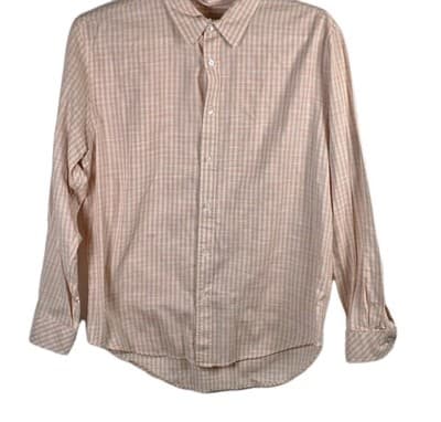 California Shirt Co Men's Large Orange / White Striped Long Sleeve Button Up - Image 1