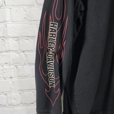 Vtg Harley Davidson Men's XL Black S/S Long Sleeve Shirt - Thumbnail 2
