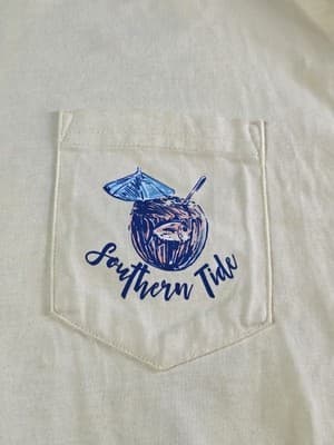 Southern Tide Unisex Adult Size Large Yellow Short Sleeve Shirt - Thumbnail 2