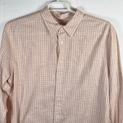 California Shirt Co Men's Large Orange / White Striped Long Sleeve Button Up - Thumbnail 2
