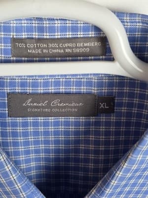 Daniel Cremieux Mens XL Blue Checkered Button Up Long Sleeve Shirt - Thumbnail 3
