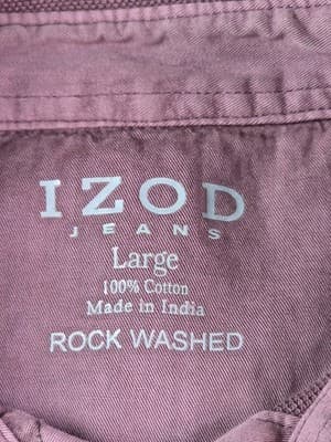 Vintage Izod Jeans Men's Large Rock Washed Lavender Short Sleeve Shirt - Thumbnail 3