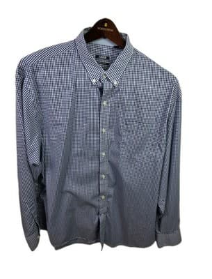IZOD Men's XL Blue/White Gingham Regular Fit Long Sleeve Button Up Shirt - Image 1