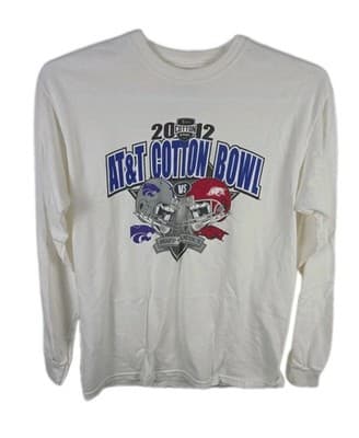 2012 Cotton Bowl Arkansas Vs Kansas Men's Medium White Long Sleeve Shirt - Image 1