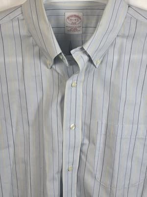 Brooks Brothers 346 Men's 16 1/2-4/5 Cotton Blue Long Sleeve Shirt - Thumbnail 2