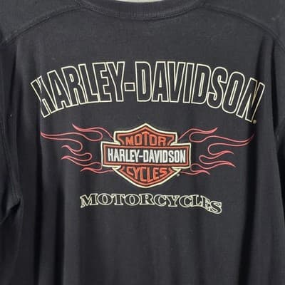 Vtg Harley Davidson Men's XL Black S/S Long Sleeve Shirt - Thumbnail 10