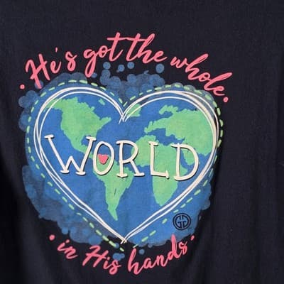 Girlie Girl XL Women's "He's Got The Whole World In Hands " S/S T-Shirt - Thumbnail 6